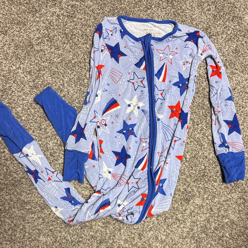 Little Sleepies 4th of July Star Patterned Pajama Footies 3T